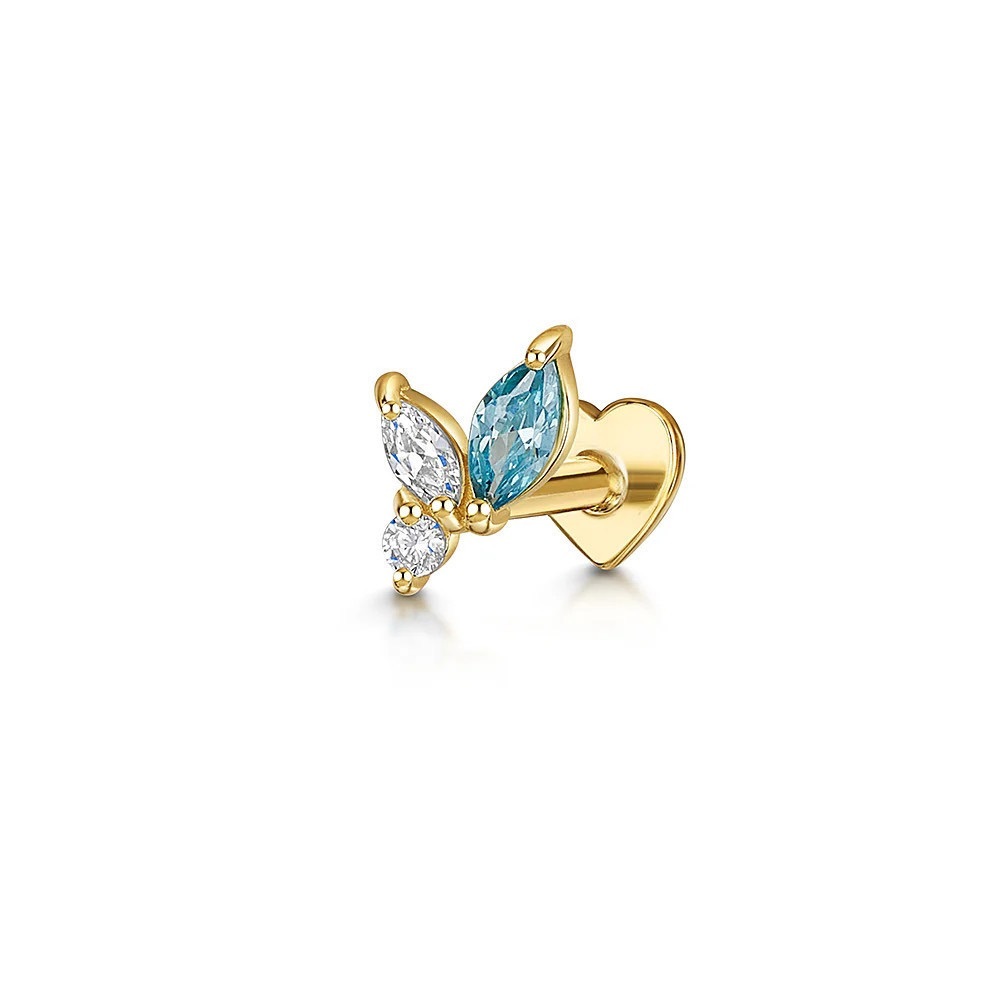 Elegant S925 Gold and Blue Butterfly Earring